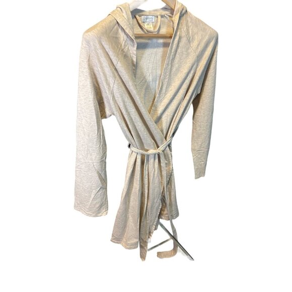 Relativity Intimates Beige Hooded Belted Robe Sz S - Picture 3 of 7